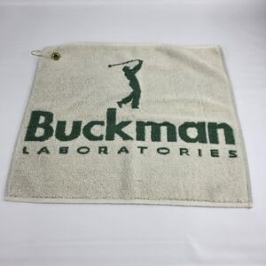 Buckman Laboratories Golfing towel 16x19 Cotton Hook hang on Bag Green